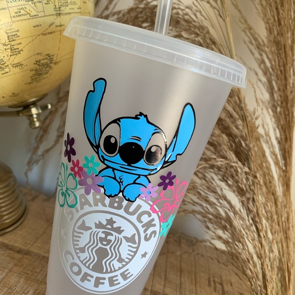 Starbucks / stitch inspired cold cup * frosted 24oz large cup - Picture 3 of 3
